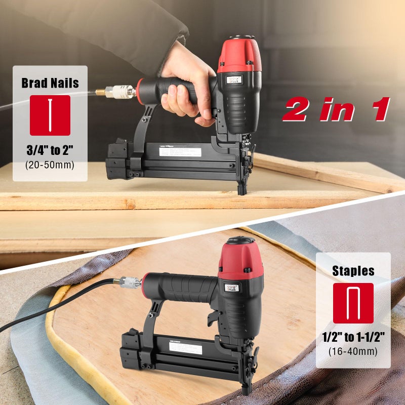 3PLUS HF509040SP 18 Gauge 2" Brad Nailer and 1/4-Inch Narrow Crown Stapler 2 in 1 - Image 3